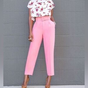 Zara Valentines Day Pink High Waisted Cropped Pants